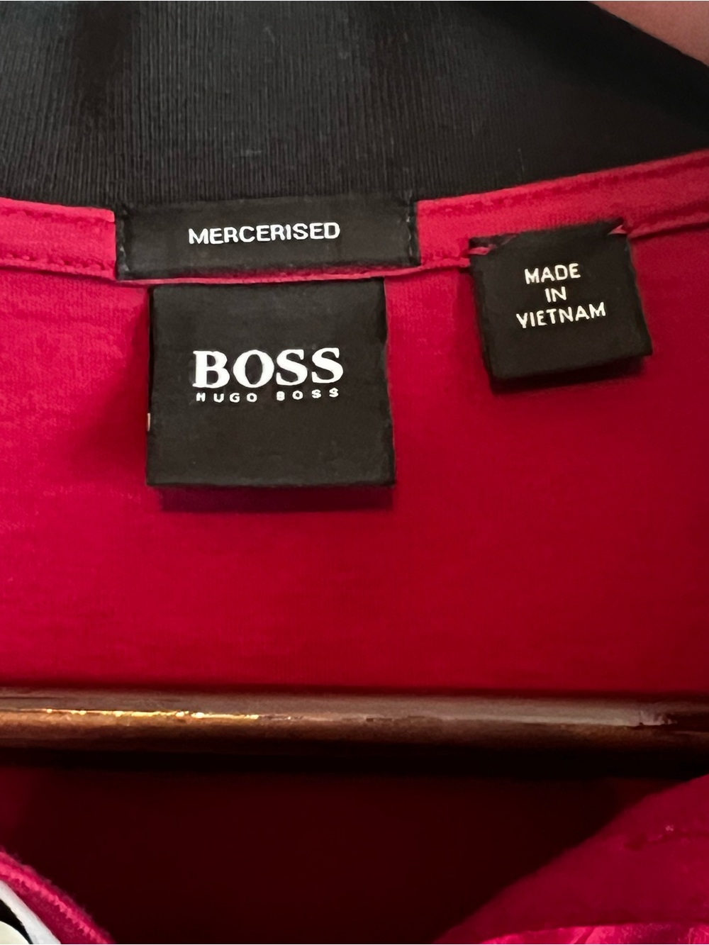 BOSS • Hugo Boss • Mens Small • Red • Mercerised Polo Shirt • Striped Trim Logo - Picture 6 of 7